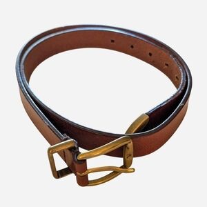 Nine West brown genuine leather belt with brass buckle